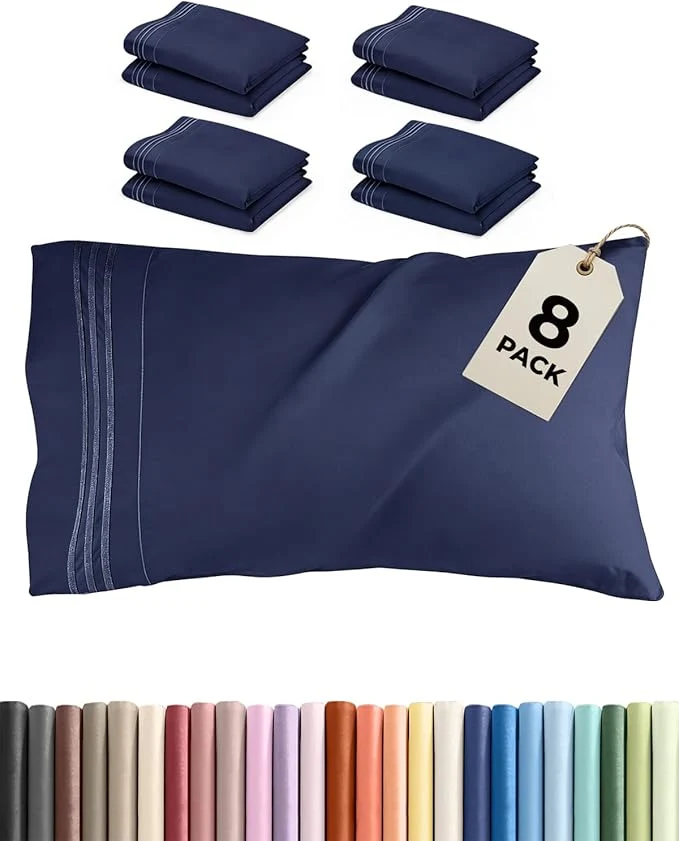 Solid King Pillow Cases Set of 8 Long-Lasting