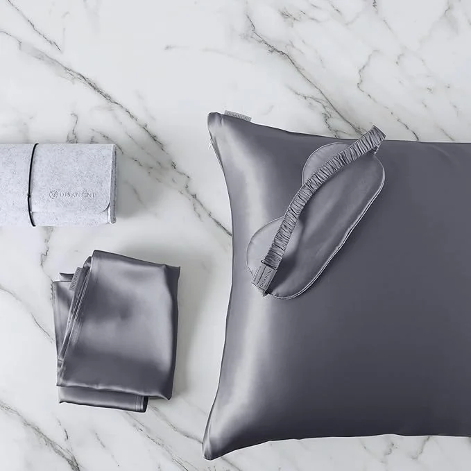 Trendy DISANGNI Silk Set 22 Momme Natural Mulberry Silk Pillow Case Eye Mask Carefully Designed