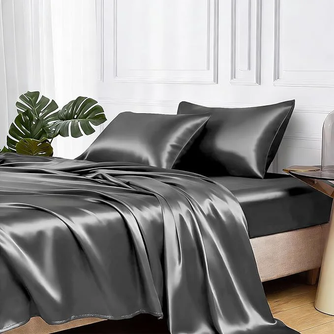 Detailed MR HM Satin Bed Sheets Twin Size Sheets Set Healthy