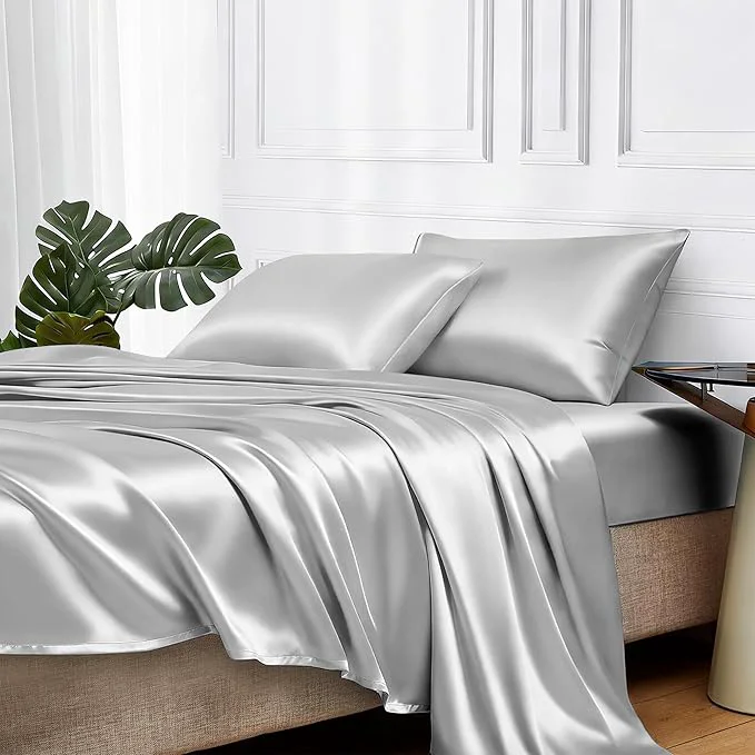 Solid MR HM Satin Bed Sheets Twin Size Sheets Set Eco-Friendly