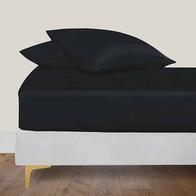 Refined LINENWALAS Fitted Sheet Only Viscose Derived from Bamboo Bottom Sheet User-Friendly