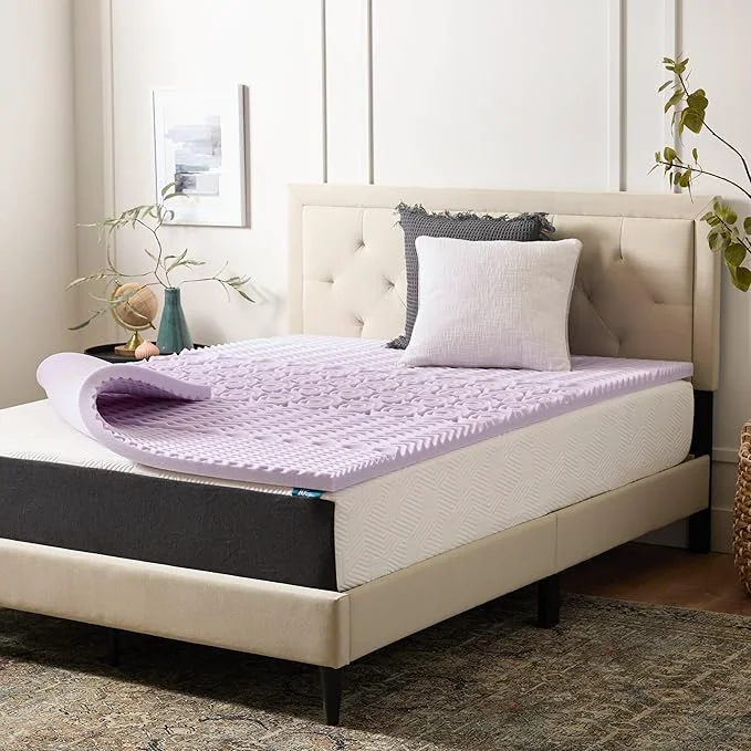 Fine LUCID Lavender Infused 2 Inch Memory Foam Mattress Topper Fast