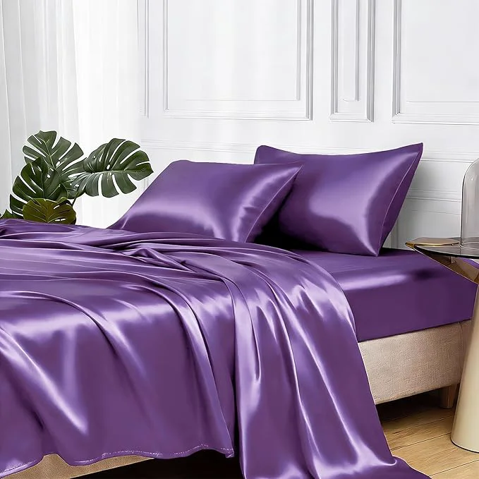 Refined MR HM Satin Bed Sheets Twin XL Size Sheets Set Green