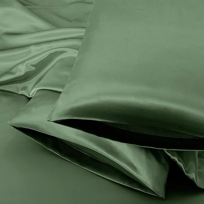 Easy-to-Use Aormenzy Satin Pillow Cases for Women Queen Size Set of 2 Woodland Green Satin High-Performance