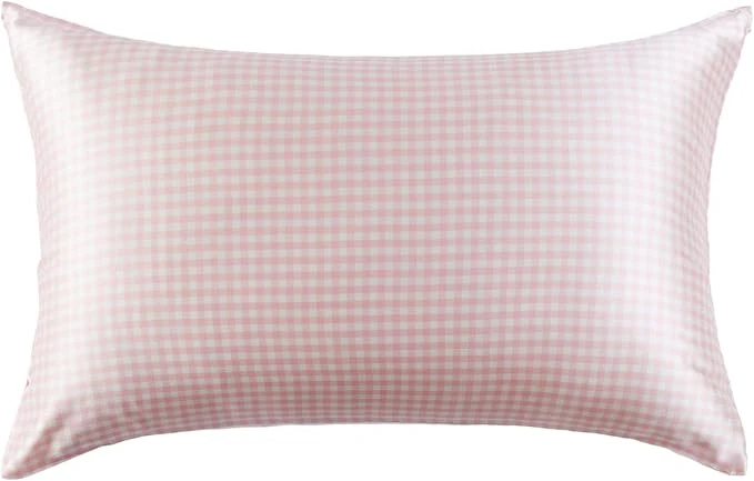 Premium Material THXSILK Pink Plaid Style 6A Grade Mulberry Silk Pillowcase Official