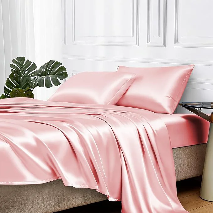 User-Friendly MR HM Satin Bed Sheets Queen Size Sheets Set Smart
