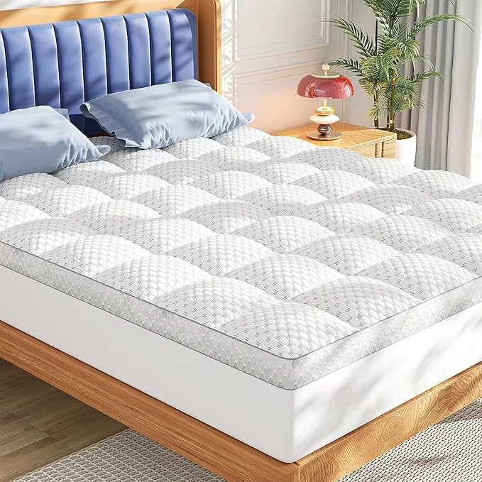 Lightweight BEDELITE Queen Mattress Topper 3 Inch Thick Mattress Pad Plush Pillow Top Bed Exclusive