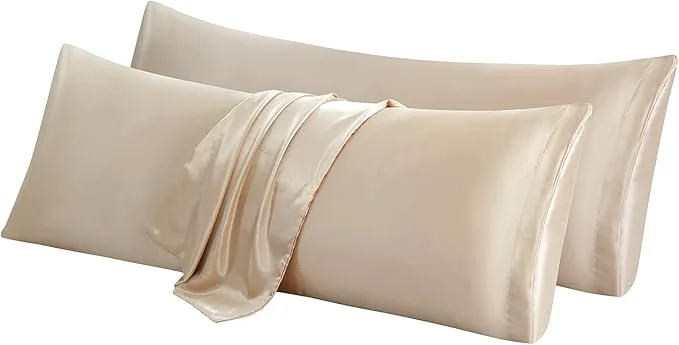 Solid Aormenzy Satin Body Pillow Cover Set of 2 20×54 Inches Taupe Case High-Grade