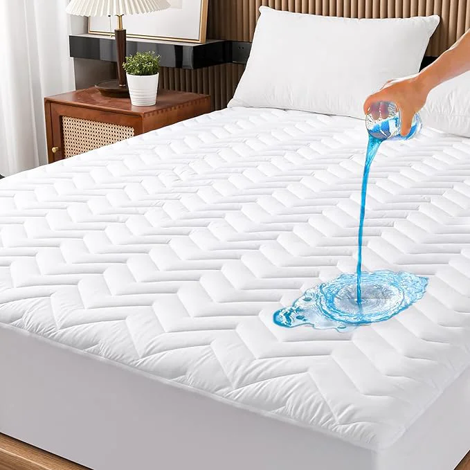 Fast Queen Size Waterproof Mattress Protector Quilted Breathable Ultra-Soft Filling Modern