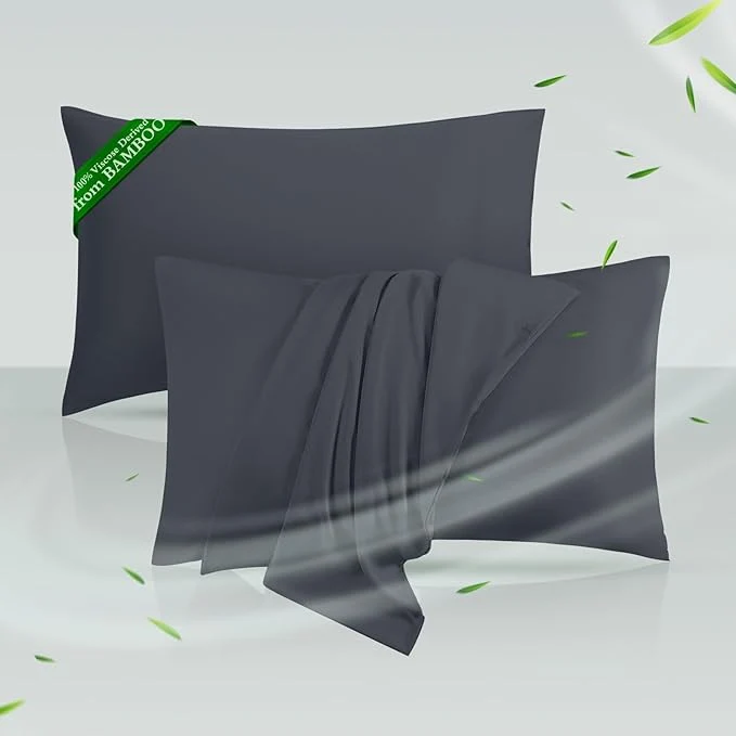 Environmentally Friendly Cooling Pillowcases Queen Size Set of 2 Viscose Derived from Bamboo Long-Lasting