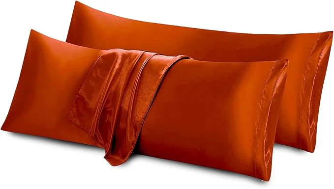 Organic Aormenzy Satin Body Pillow Cover Set of 2 20×54 Inches Burnt Orange Body Genuine