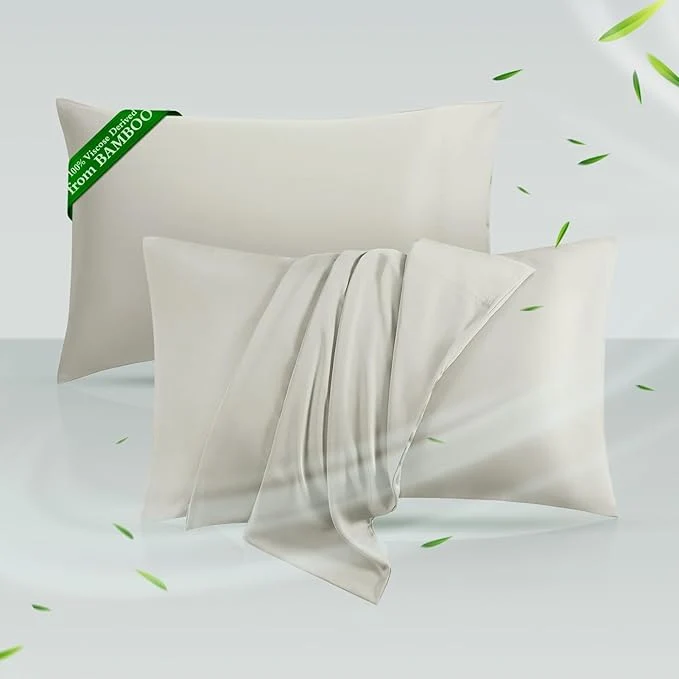 Pure Cooling Pillowcases Standard Size Set of 2 Viscose Derived from Bamboo Genuine