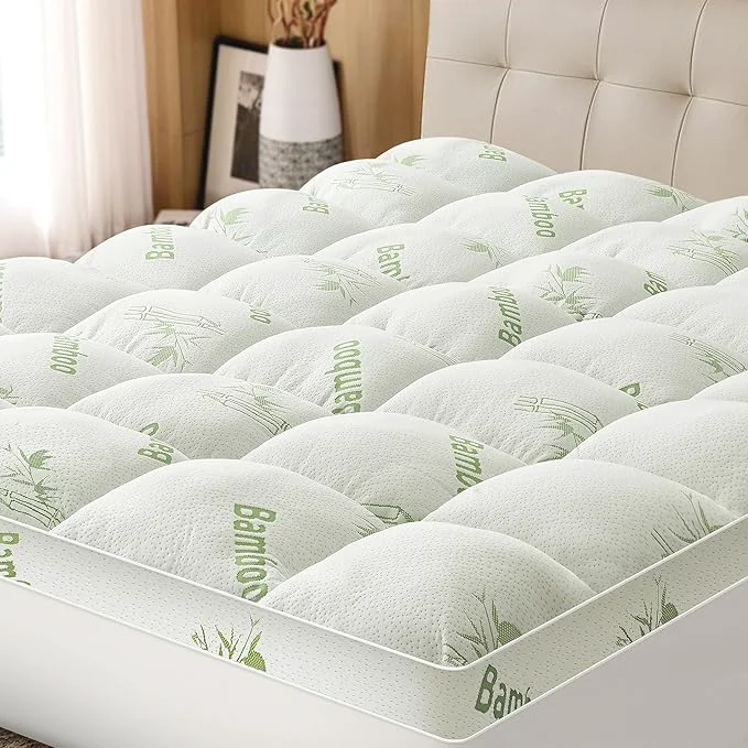 Unique Mattress Topper Queen Size Viscose Derived from Bamboo Thick Soft Pillow Top Responsible