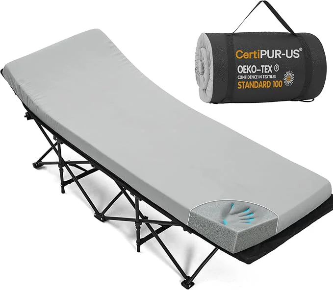 Traditional CYMULA Camping Cot Mattress 2in Memory Foam Sleeping Pad Soft Warm Non-Slip Certified