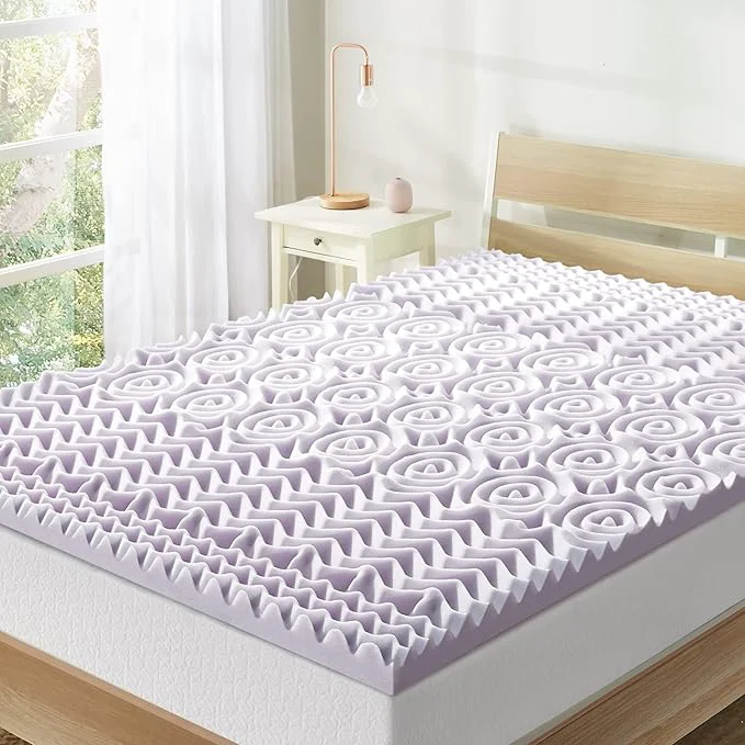 Eco-Friendly Mellow 2 Inch 5-Zone Memory Foam Mattress Topper Soothing Lavender Infusion Quality