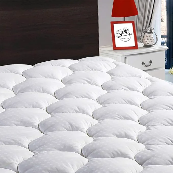 Prestigious LEISURE TOWN Cotton Full Mattress Pad Fitted Quilted Mattress Cover Pillow Top Smooth