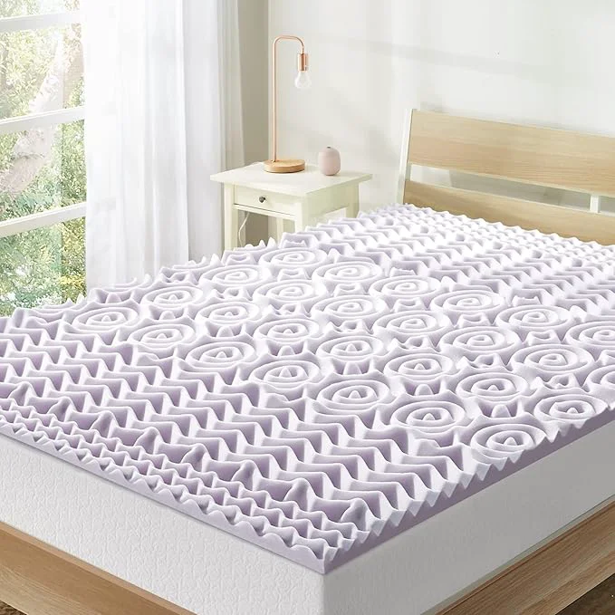 Smart Mellow 1.5 Inch 5-Zone Memory Foam Mattress Topper Soothing Lavender Infusion Modern