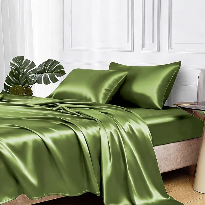 Detailed MR HM Satin Bed Sheets Queen Size Sheets Set Sustainable