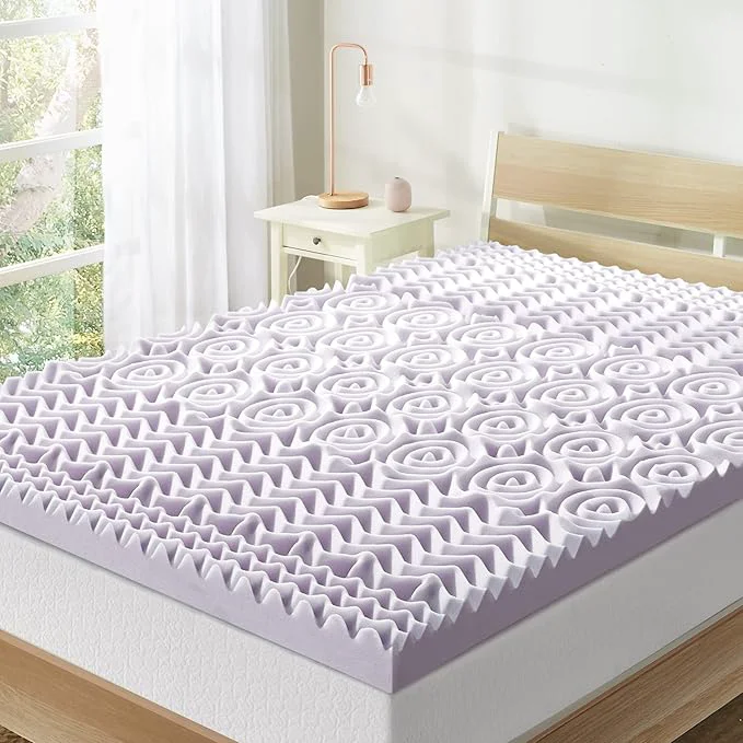 Contemporary Mellow 3 Inch 5-Zone Memory Foam Mattress Topper Soothing Lavender Infusion Fine Crafted