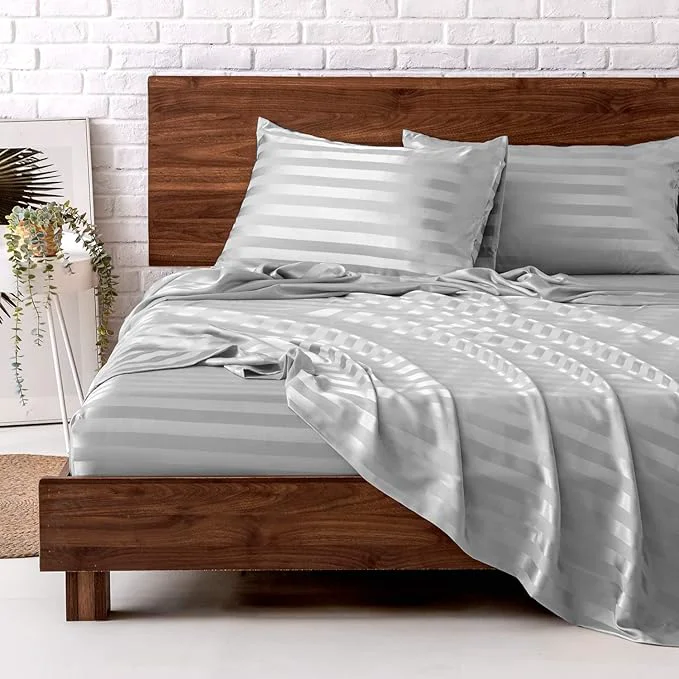 Detailed MR HM Satin Bed Sheets King Size Sheets Set Casual