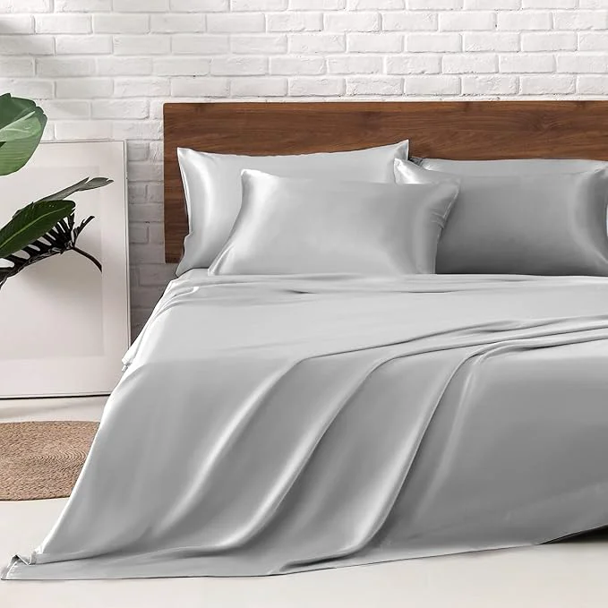 Efficient MR HM Satin Bed Sheets Queen Size Sheets Set Elite