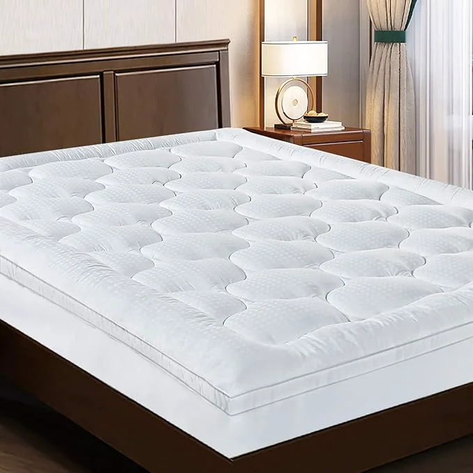 Contemporary EASELAND Full Size Mattress Topper Pillow Top Mattress Cover Quilted Fitted Next-Generation