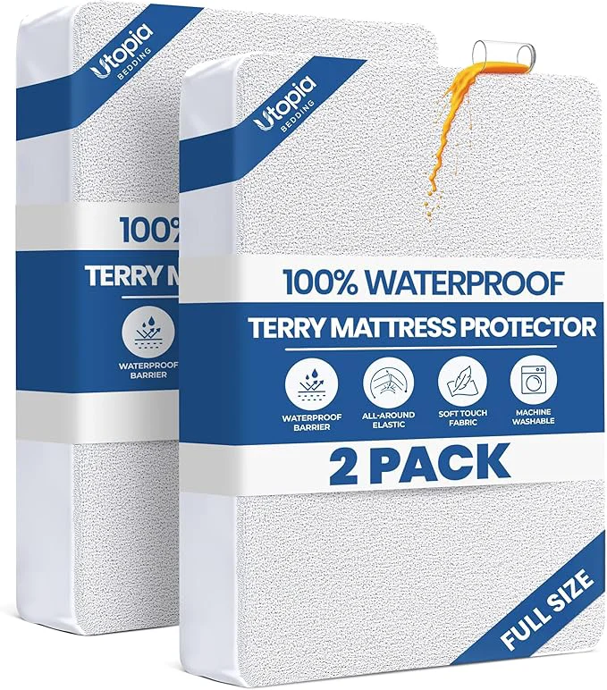 Specialty Full Size Mattress Protector Waterproof 2 Pack Premium 200 GSM Terry Mattress Pure