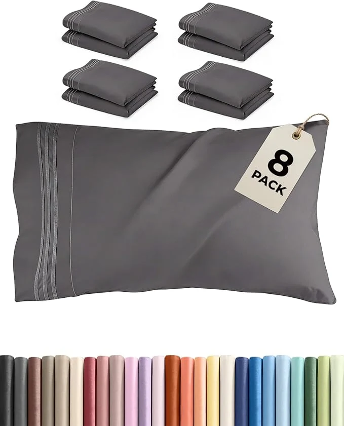 High-End King Pillow Cases Set of 8 Breathable