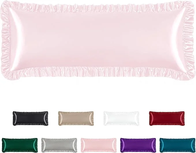 Trusted Homiest Ruffle Satin Body Pillow Cover Silky Satin Body Pillowcase Original