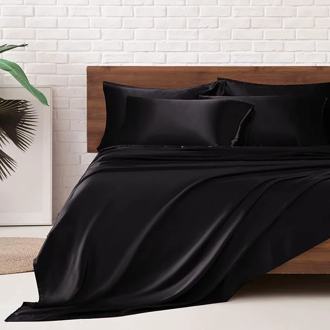 Contemporary MR HM Satin Bed Sheets King Size Sheets Set Certified