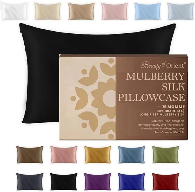 Enhanced 19 Momme Premium Mulberry Black Silk Pillowcase High-End
