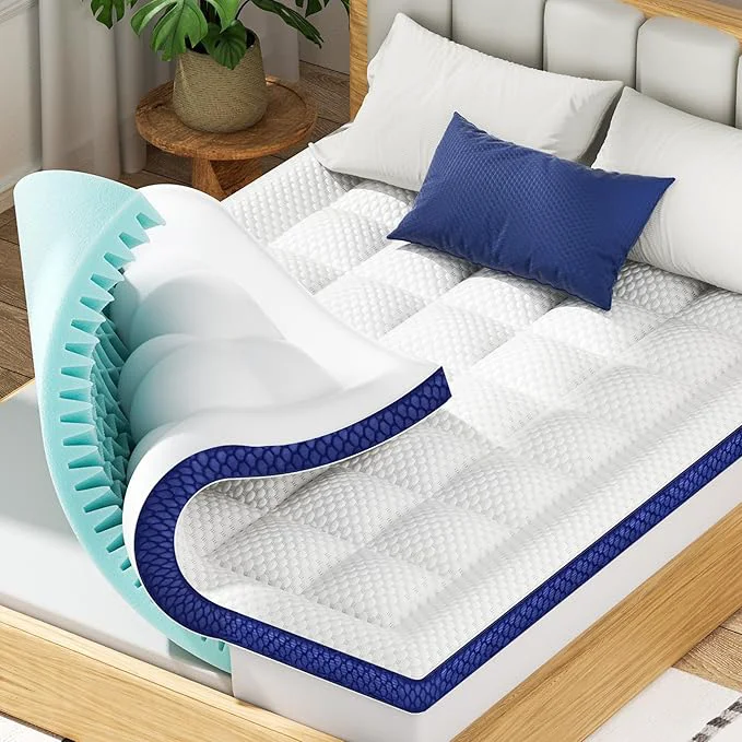 Refined BEDELITE King Mattress Topper Dual Layer 4 Inch Memory Foam Mattress Topper Trendy