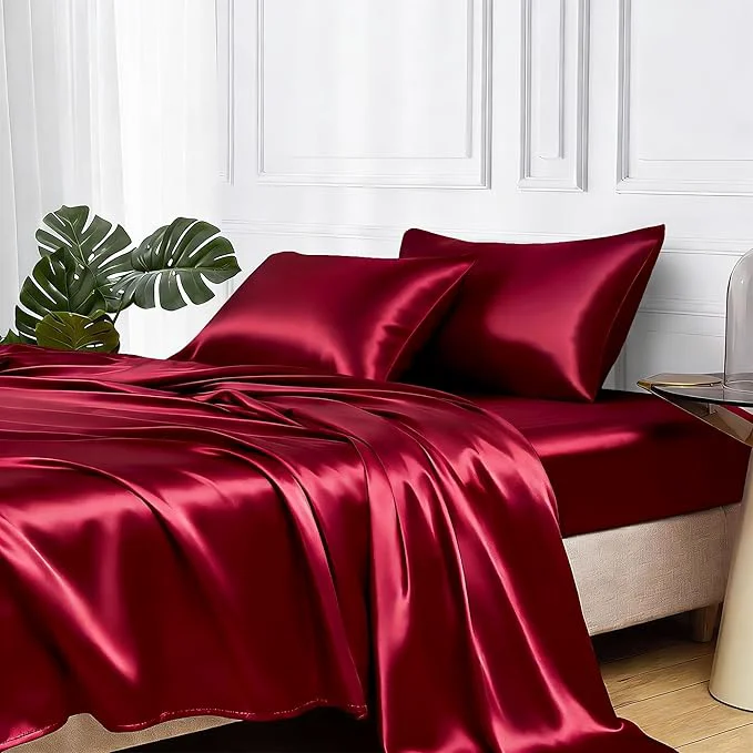 Smooth MR HM Satin Bed Sheets Twin XL Size Sheets Set Practical