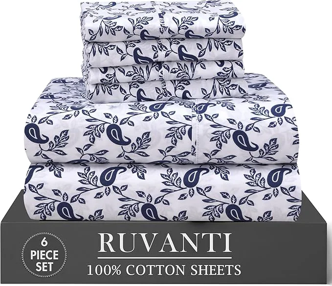 Proven RUVANTI 6 Pcs Cotton Sheets Natural