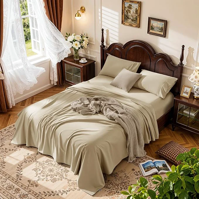 Fine Crafted LBRO2M Cotton Sheets Set Deep Pocket 19 1000 Thread Count California Trusted