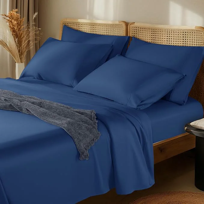 Premium Material LBRO2M 1000 Thread Count Egyptian Cotton Sheets Set 6 Piece Sets Queen Bed User-Friendly