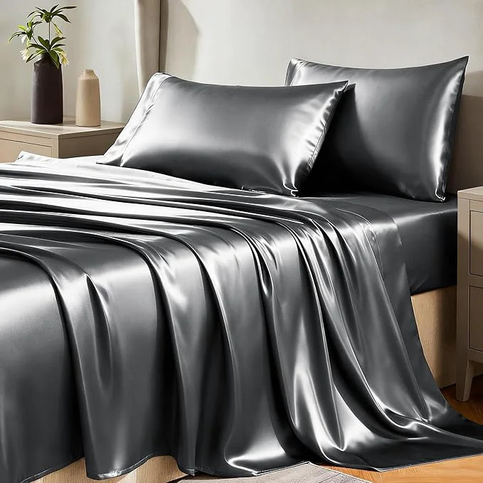 Convenient CozyLux Satin Sheets Full Size Sheets Optimized