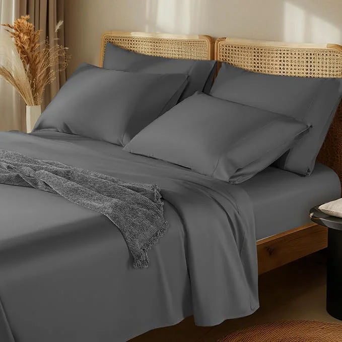 Certified LBRO2M 1000 Thread Count Egyptian Cotton Sheets Set 6 Piece Sets Queen Bed User-Friendly