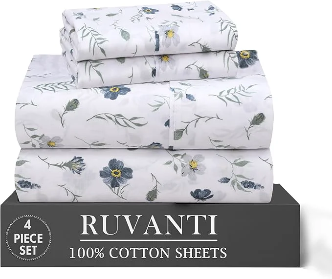 Fashionable RUVANTI 4 Pcs Cotton Sheets Stylish