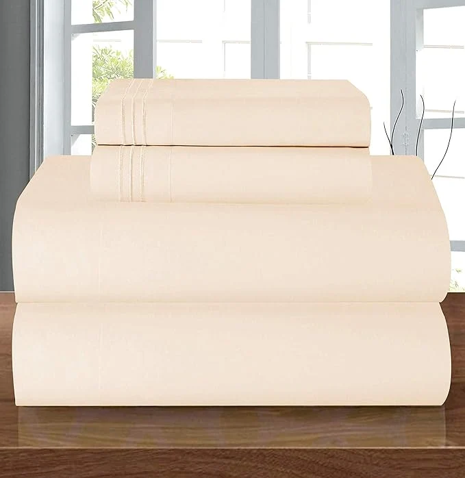 Casual Elegant Comfort Luxury 1500 Premium Hotel Quality Microfiber 4-Piece Sheet Set Natural