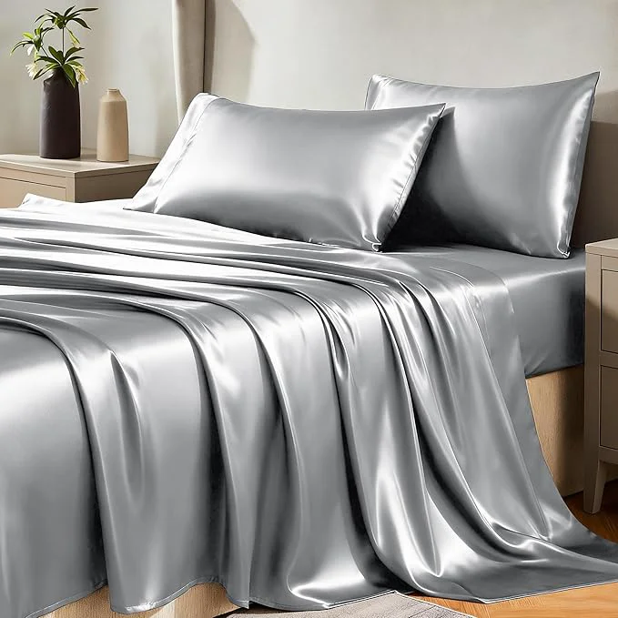Authentic CozyLux Satin Sheets Cal King Sheet Set Healthy