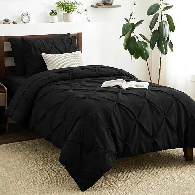 Advanced CozyLux Twin XL Comforter Set Black 5 Pieces Twin Extra Long Pintuck Bed in A Healthy