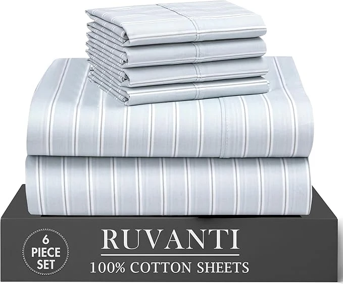 Exceptional RUVANTI 6 Pcs Cotton Sheets Premium Material