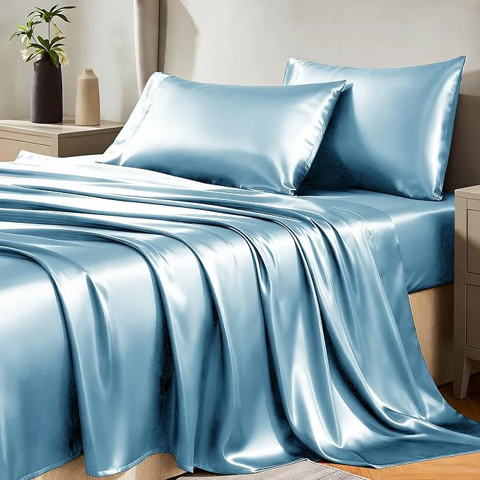 Durable CozyLux Satin Sheets King Size Sheet Set Safe