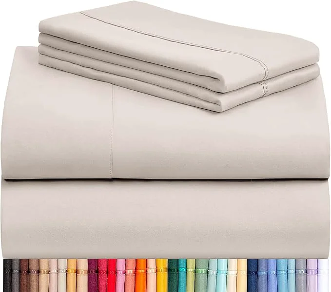 Professional LuxClub 4 PC Sheet Set Bed Sheets Deep Pockets 16 Eco Friendly Wrinkle World-Class