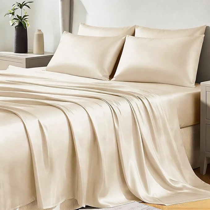 Smooth CozyLux Satin Sheets Full Size Sheets Easy-to-Use