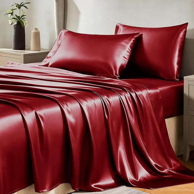 Sustainable CozyLux Satin Sheets Twin Sheet Set Solid