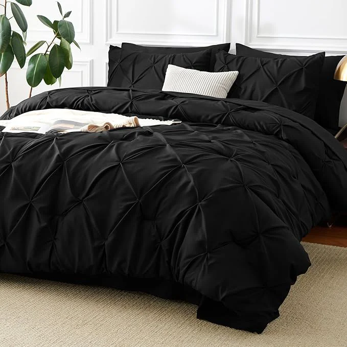 Functional CozyLux Oversized King Comforter Sets Black 7 Pieces Oversized King Pintuck Flexible