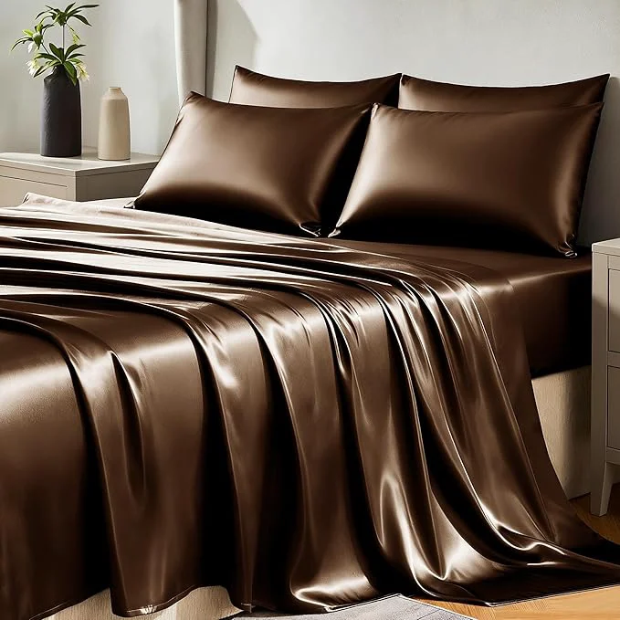 Smart CozyLux Satin Sheets Queen Size Bed Set Prestigious