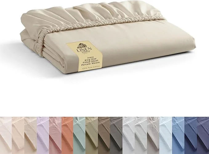 Safe Linen Home Cotton Percale Weave Fitted Sheet King Size 1 Deep Pocket Verified